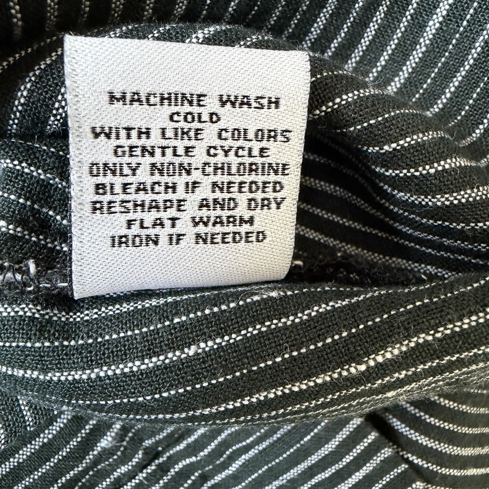 Liv By Habitat Jumpsuit Womens Large Black Striped 100% Linen Wide Leg Lagenlook - Picture 11 of 11